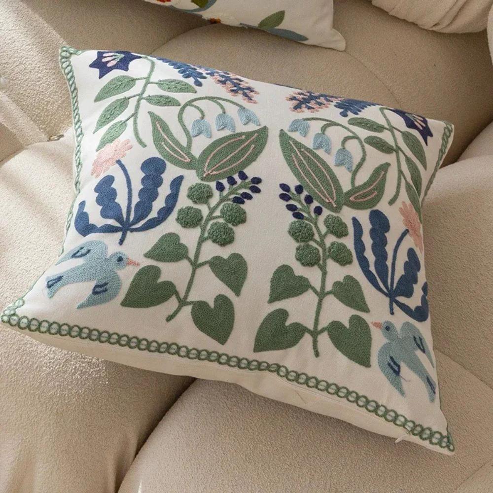 Vintage Botanical Embroidery Cushion Cover by BowLift