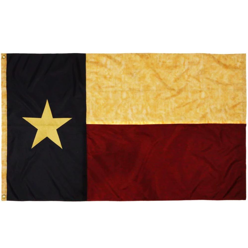 Vintage Style Tea Stained Texas State Flag 3x5 Foot Nylon - Embroidered Stars and Sewn Stripes USA by flagsjustdoit