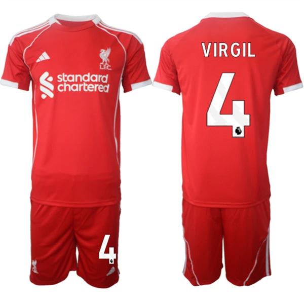 Virgil Jersey #4 Liverpool Red Home 2025 Soccer Suit by Soccer Jersey
