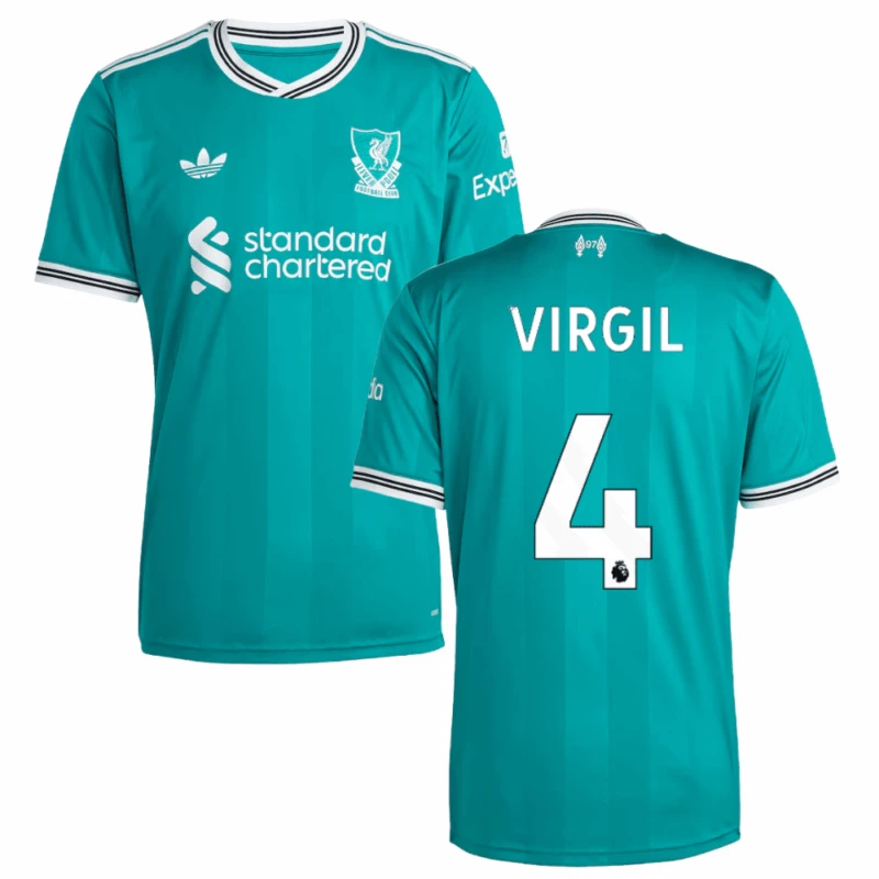 Virgil van Dijk 4 Liverpool 2025-26 Third Match Jersey – Aqua by Soccer Jersey
