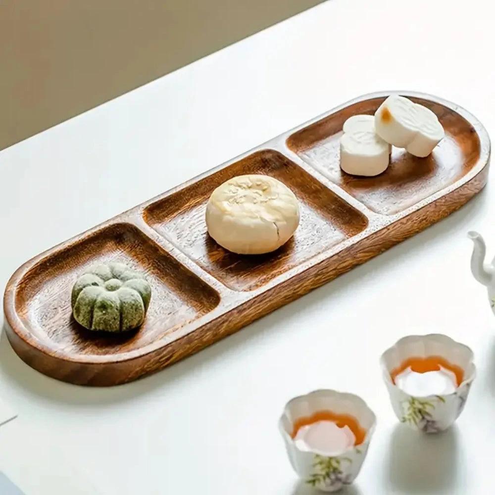 Vivid Wooden Compartment Serving Tray by Casa & Beyond