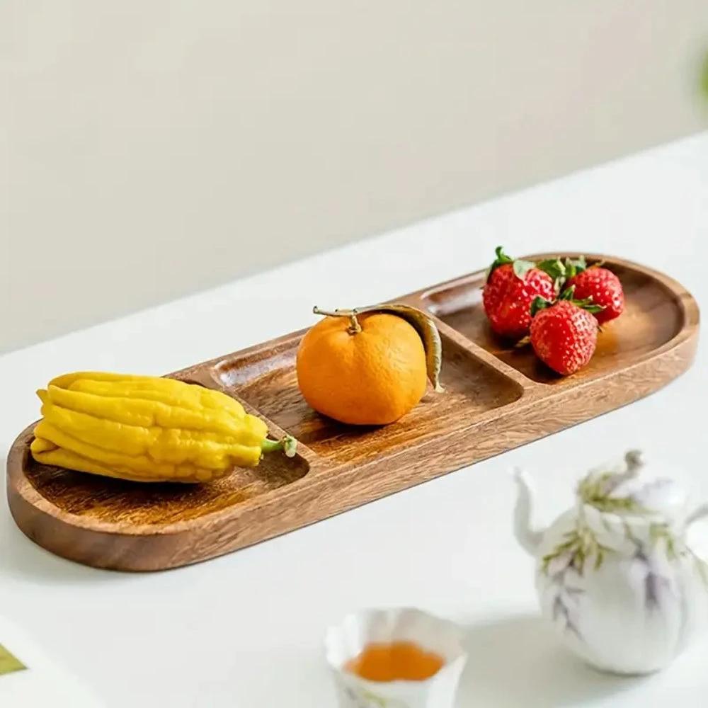 Vivid Wooden Compartment Serving Tray by Casa & Beyond