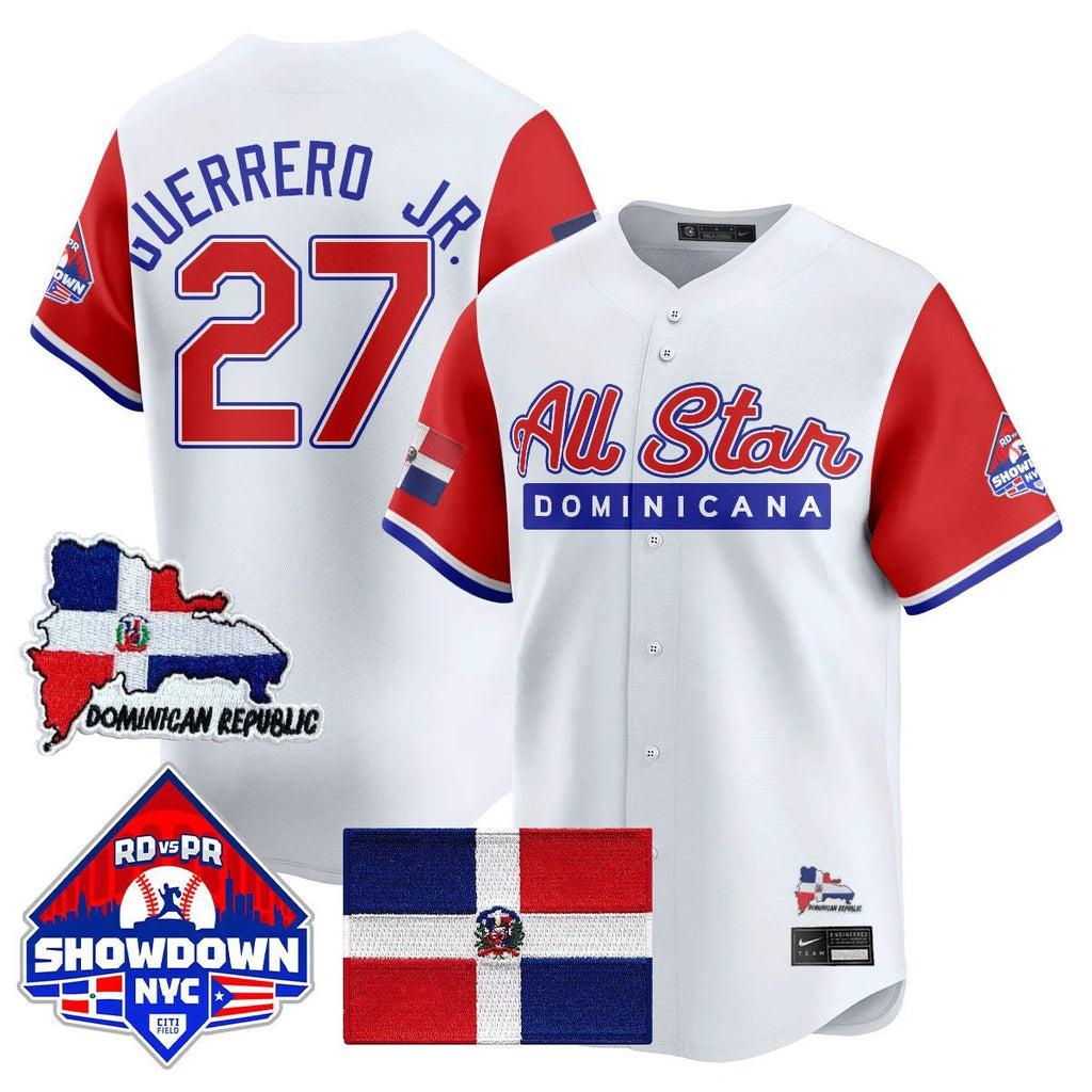 Vlad Guerrero Jr Jersey #27 Dominican Republic Baseball All-Star 2025 Red Sleeves by My Store