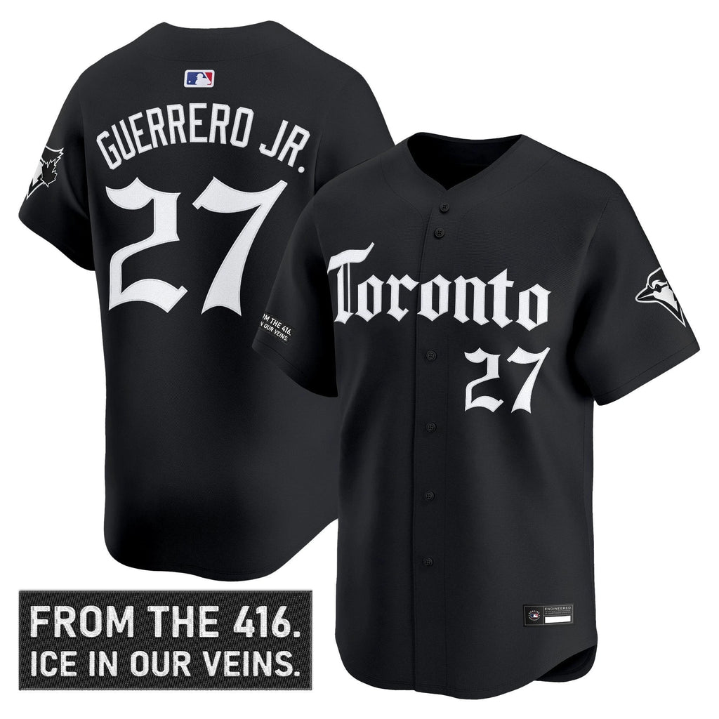 Vladimir Guerrero Jr Jersey #27 Toronto Blue Jays Gothic North Black by My Store
