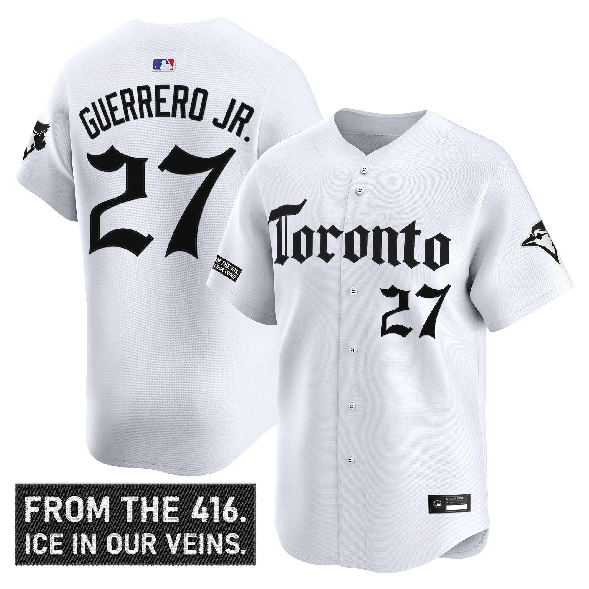 Vladimir Guerrero Jr Jersey #27 Toronto Blue Jays Gothic North White by My Store
