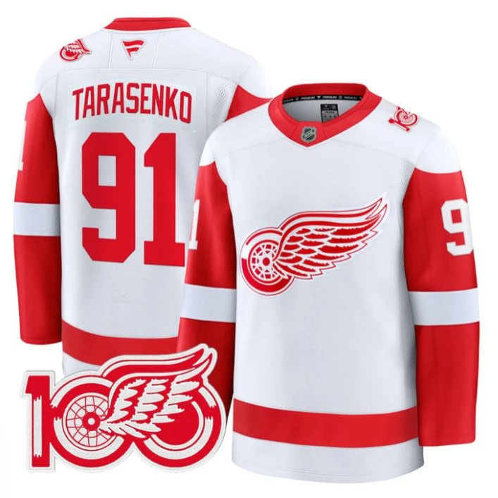 Vladimir Tarasenko Jersey #91 Detroit Red Wings 100th Anniversary Stitched White by Hockey David