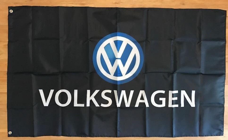 Volkswagen Vw Logo Car Flag Black 3X5 Ft Polyester Banner USA 90x150cm by flagsjustdoit