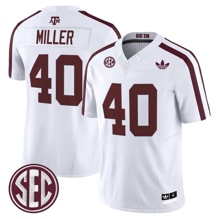 Von Miller Jersey #40 Texas A&M Aggies 2025 Vapor V2 Stitched White by NCAA Football Jersey