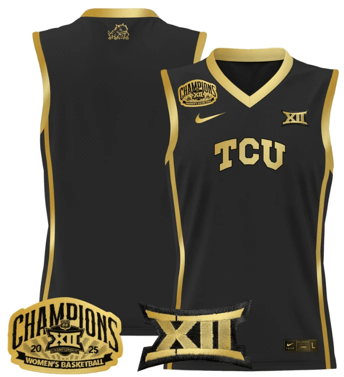 Women's Team Jersey TCU Horned Frogs 2025 Champions Lightweight Black Gold by My store basketball