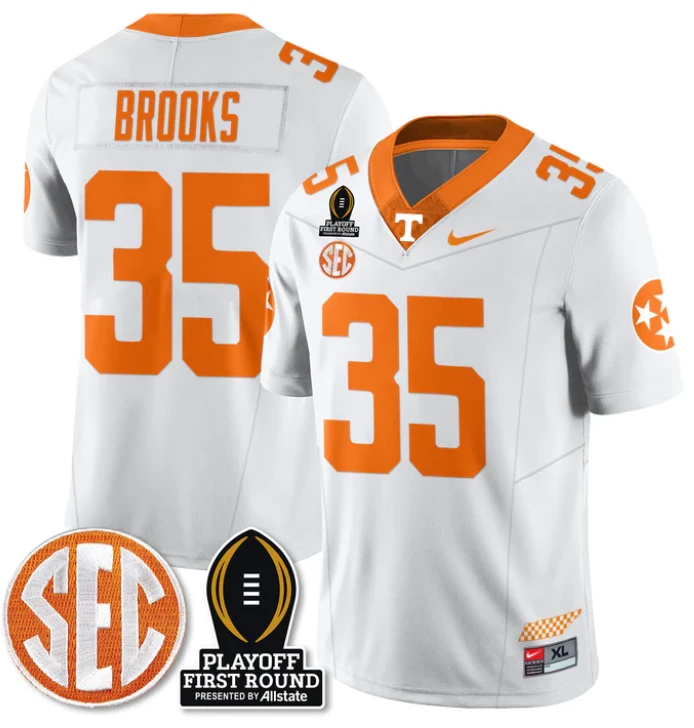 Will Brooks Jersey #35 Tennessee Vols Playoff First Round Patch White by NCAA Football Jersey