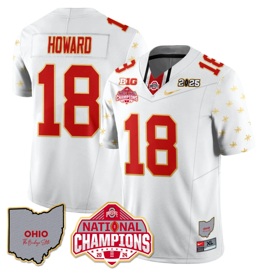 Will Howard Jersey #18 Ohio State National Champions 2025 Patch White Limited by My Store