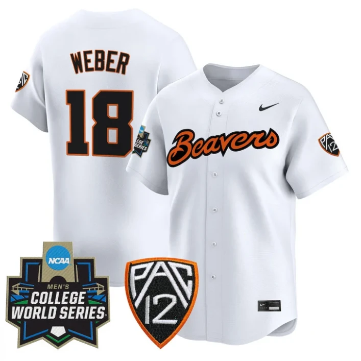 Wilson Weber Jersey #18 Oregon State Beavers 2025 World Series Stitched White by My Store