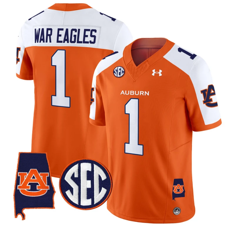 War Eagles Jersey #1 Auburn Tigers SEC Patch Vapor Limited College Football Stitched Navy Alternate by My Store