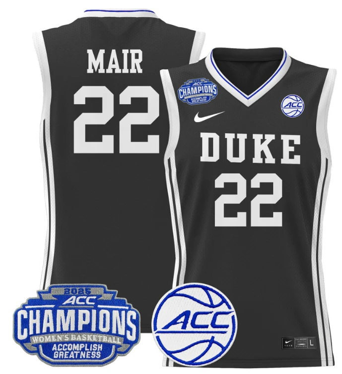 Women's Taina Mair Jersey #22 Duke Blue Devils 2025 ACC Champions Black by My store basketball