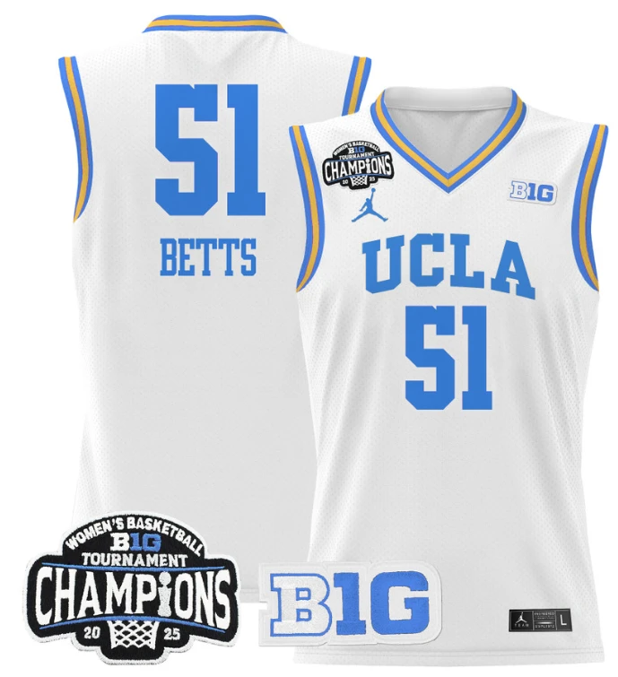 Women's Lauren Betts Jersey #51 UCLA Bruins 2025 Champions Basketball White by My store basketball