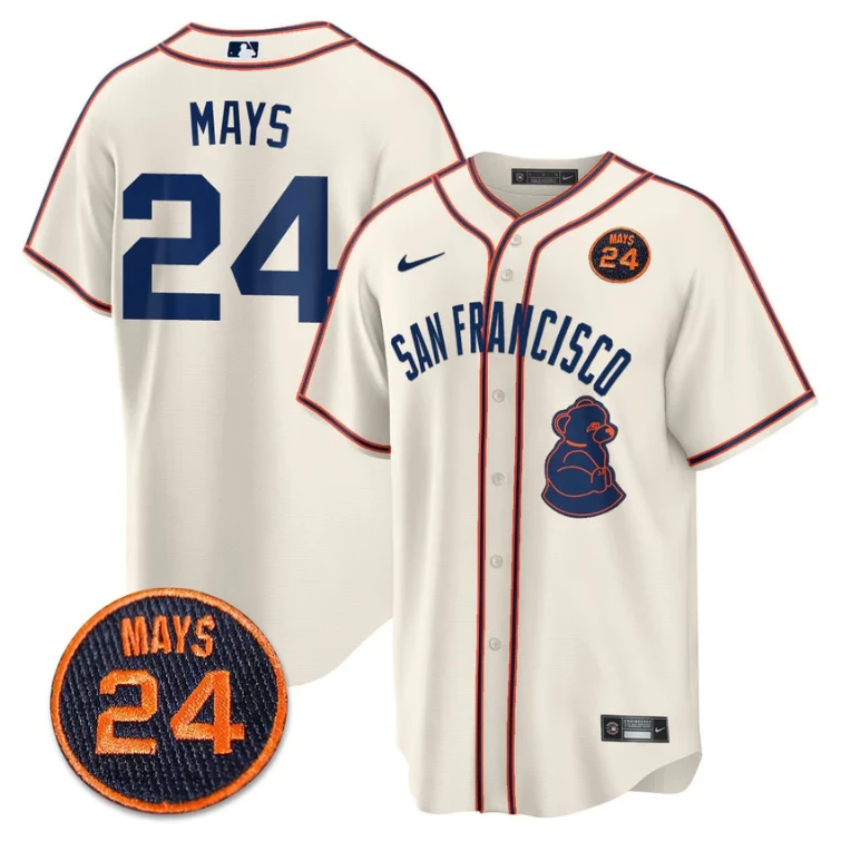 Willie Mays Jersey #24 San Francisco Giants #24 Mays Patch 2024 Vapor Premier Limited Cream by My Store