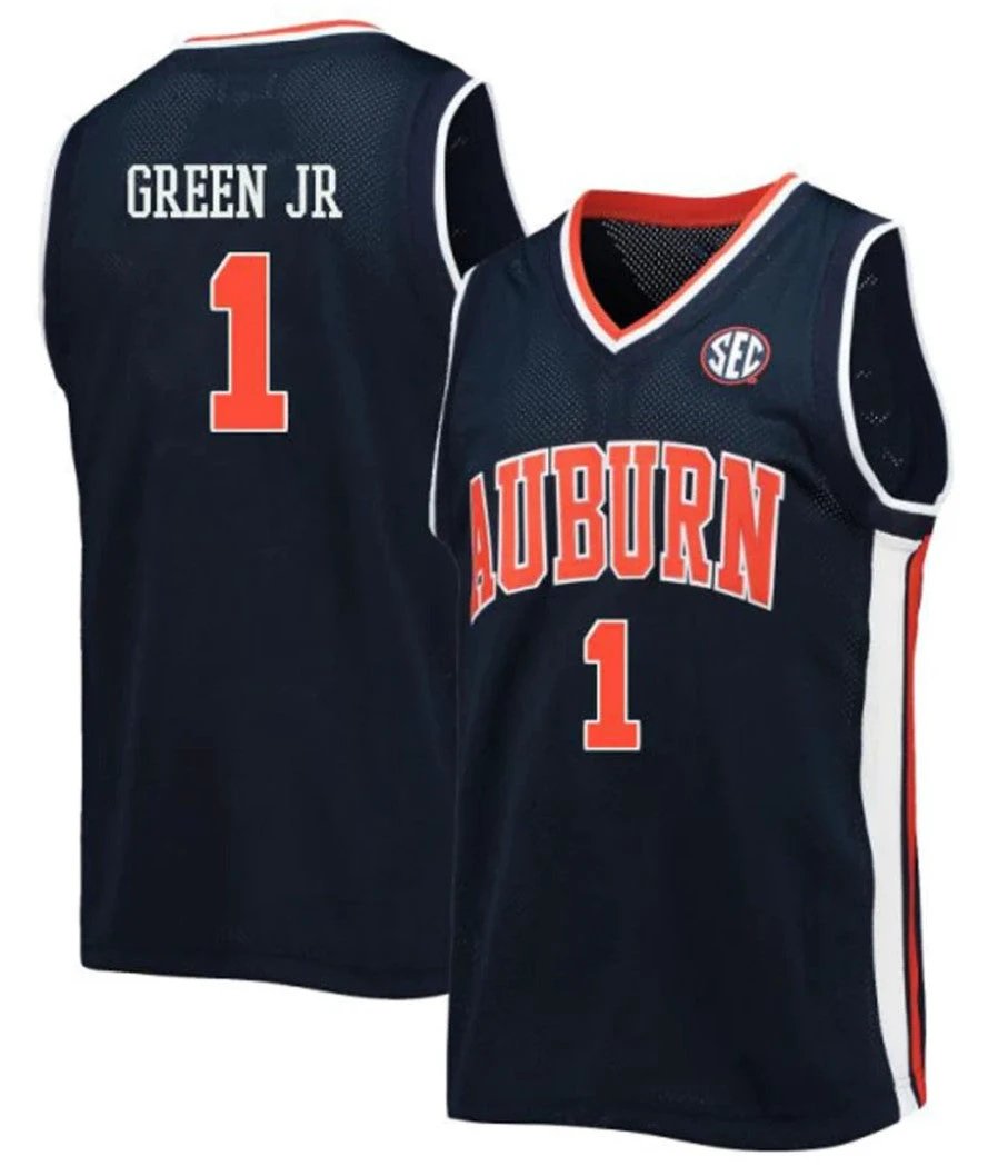 Wendell Green Jr Jersey Auburn Tigers College Basketball #1 by My store basketball