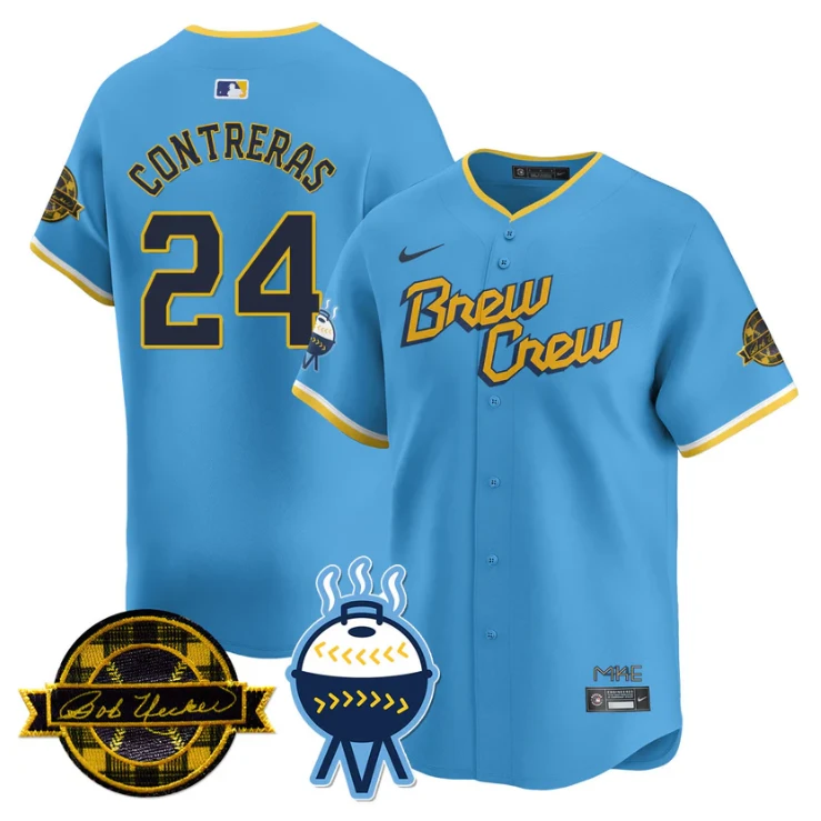 William Contreras Jersey #24 Milwaukee Brewers 2025 Limited Bob Uecker Patch Stitched City Connect by My Store