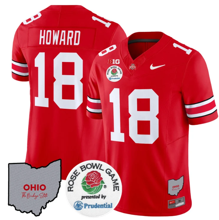 Will Howard Jersey #18 Ohio State Buckeyes Rose Bowl Vapor Limited V2 Red by NCAA Football Jersey