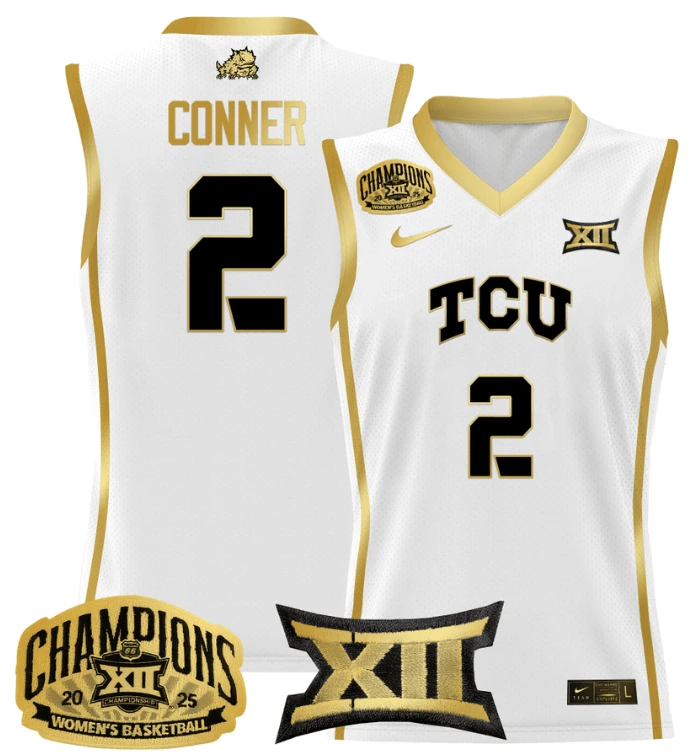 Women's Madison Conner Jersey #2 TCU Horned Frogs 2025 Champions White Gold by My store basketball