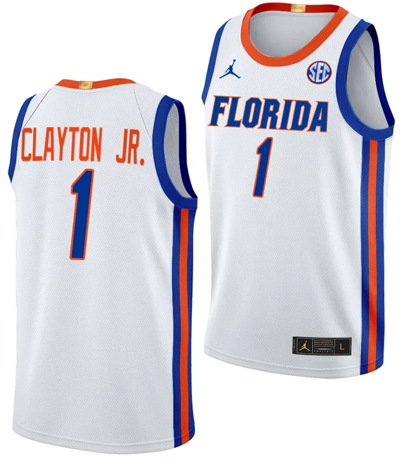 Walter Clayton Jr Jersey #1 Florida Gators Limited College Basketball 2023-24 Home White by My store basketball