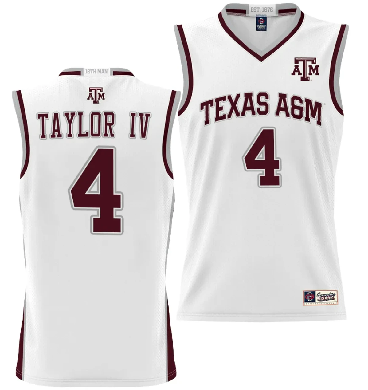Wade Taylor IV Jersey #4 Texas Aggies NIL College Basketball Jersey Lightweight White by My store basketball