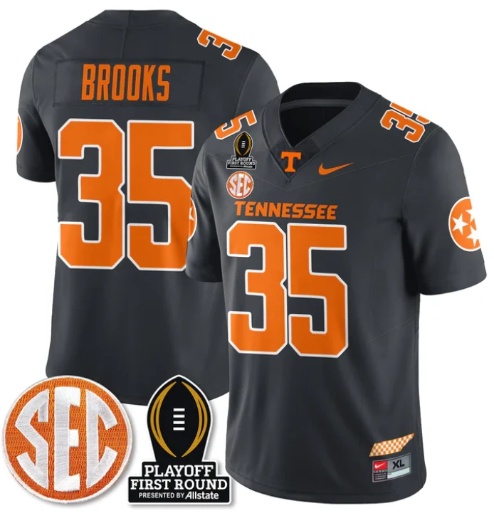 Will Brooks Jersey #35 Tennessee Vols Playoff First Round Patch Smokey Grey by NCAA Football Jersey