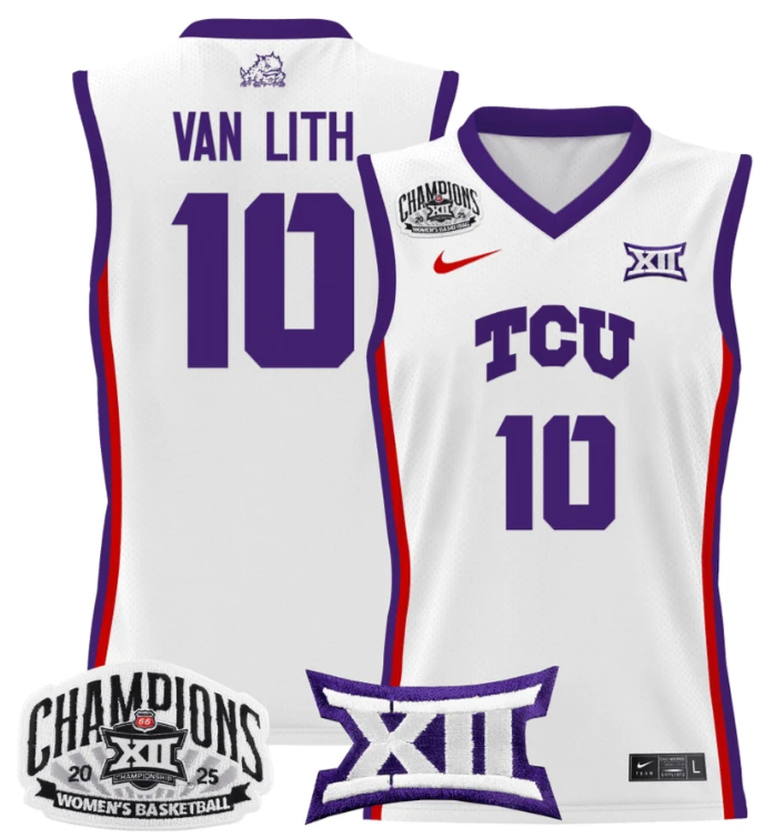 Women's Hailey Van Lith Jersey #10 TCU Horned Frogs 2025 Champions White by My store basketball