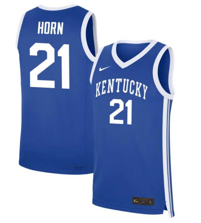 Walker Horn Jersey #21 Kentucky Wildcats NIL Basketball Royal by My store basketball