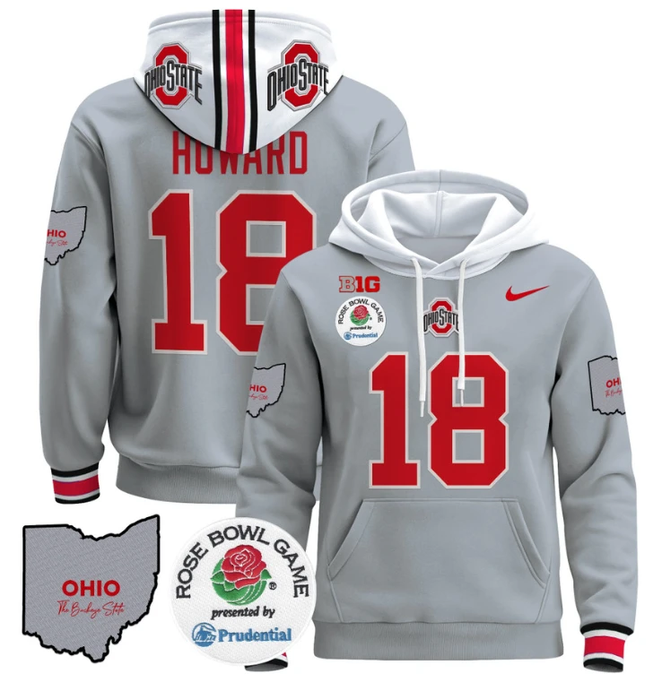 Will Howard Hoodie #18 Ohio State Buckeyes Rose Bowl Pullover by Hoodie Pullover