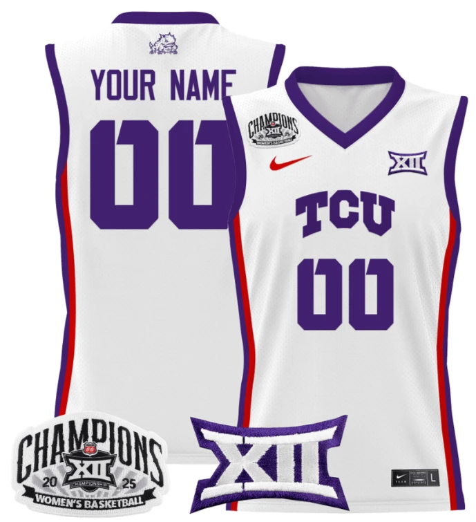 Women's Custom TCU Horned Frogs Jersey 2025 Champions Lightweight White by My store basketball
