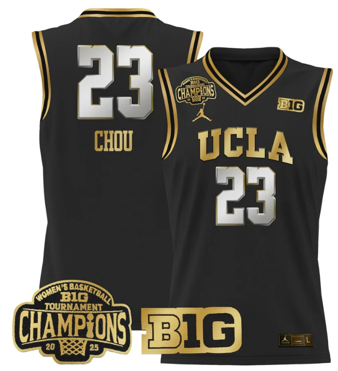 Women's Natalie Chou Jersey #23 UCLA Bruins 2025 Champions Basketball Black Gold by My store basketball