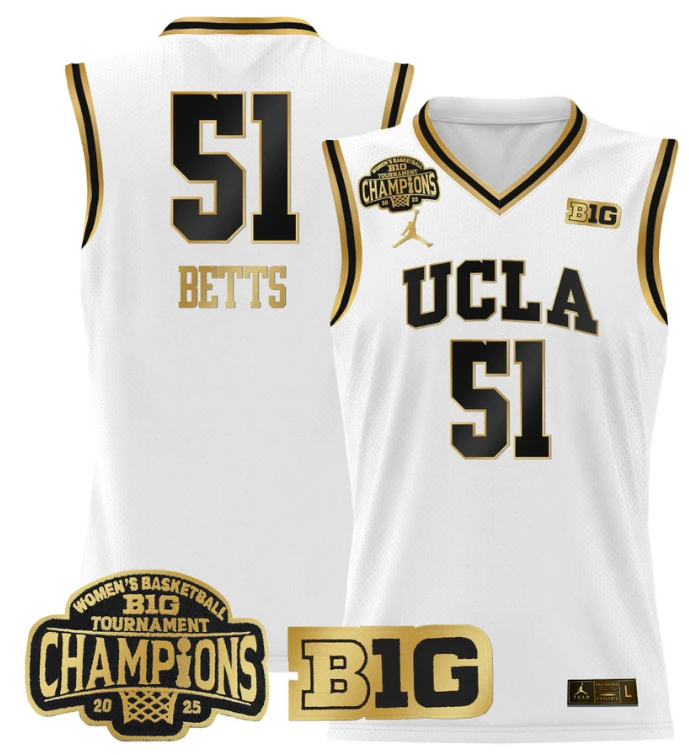 Women's Lauren Betts Jersey #51 UCLA Bruins 2025 Champions Basketball White Gold by My store basketball