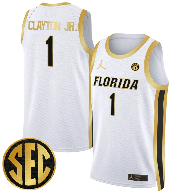 Walter Clayton Jr Jersey #1 Florida Gators Swingman Basketball Stitched White Gold by My store basketball