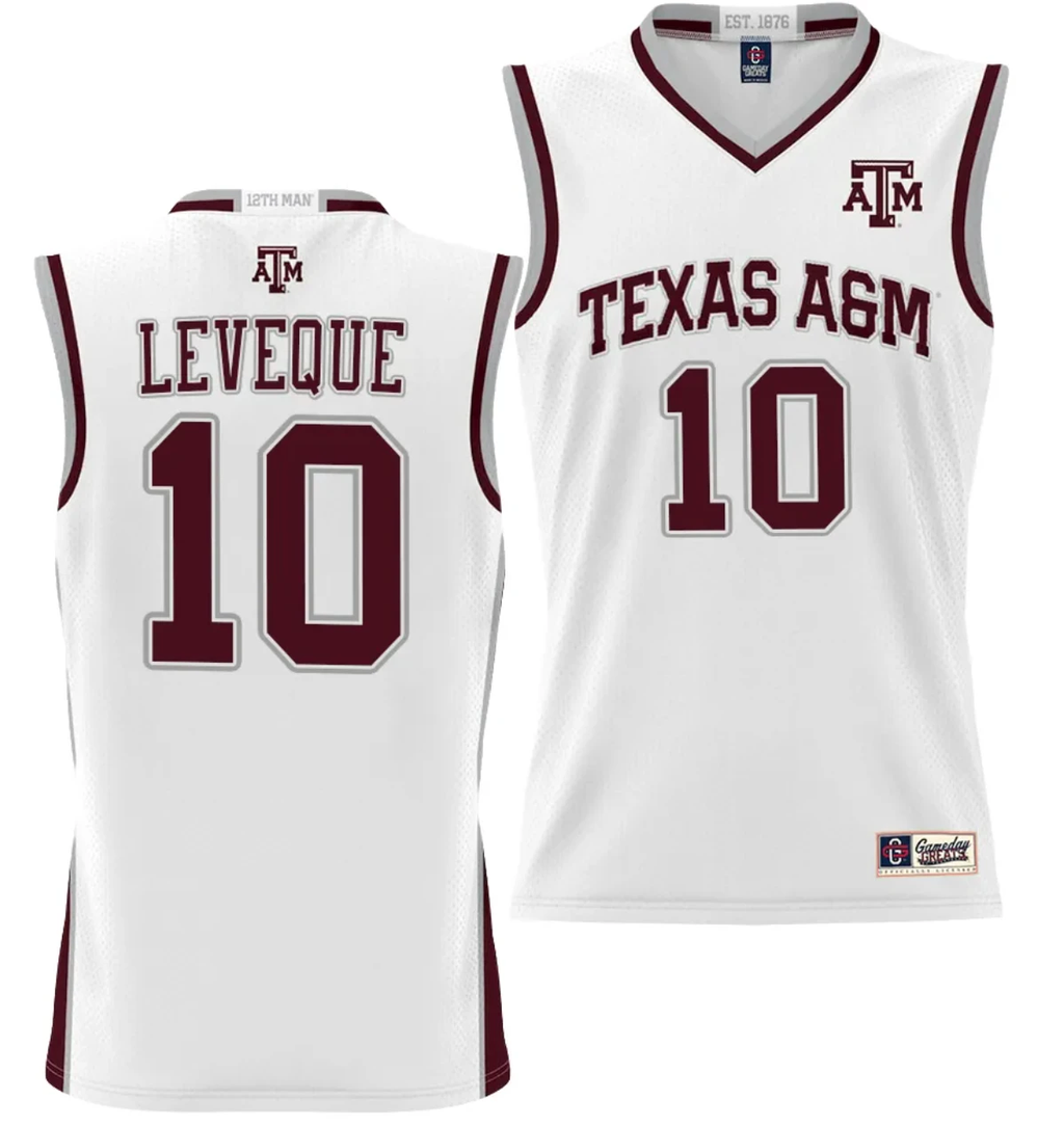 Wildens Leveque Jersey #10 Texas Aggies NIL College Basketball Jersey Lightweight White by My store basketball