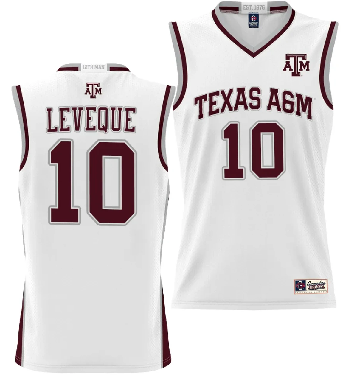 Wildens Leveque Jersey #10 Texas Aggies NIL College Basketball Jersey Lightweight White by My store basketball