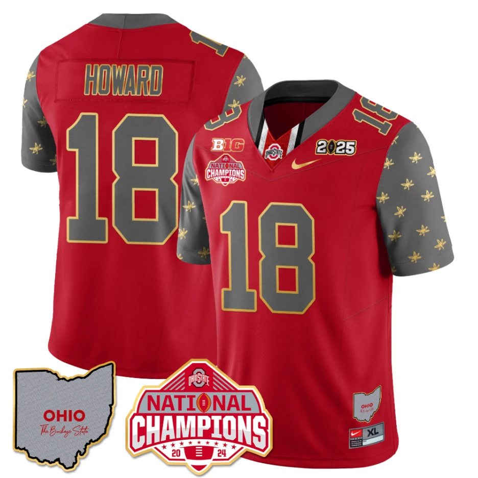 Will Howard Jersey #18 Ohio State National Champions 2025 Patch by My Store NCAA Football Jerseys