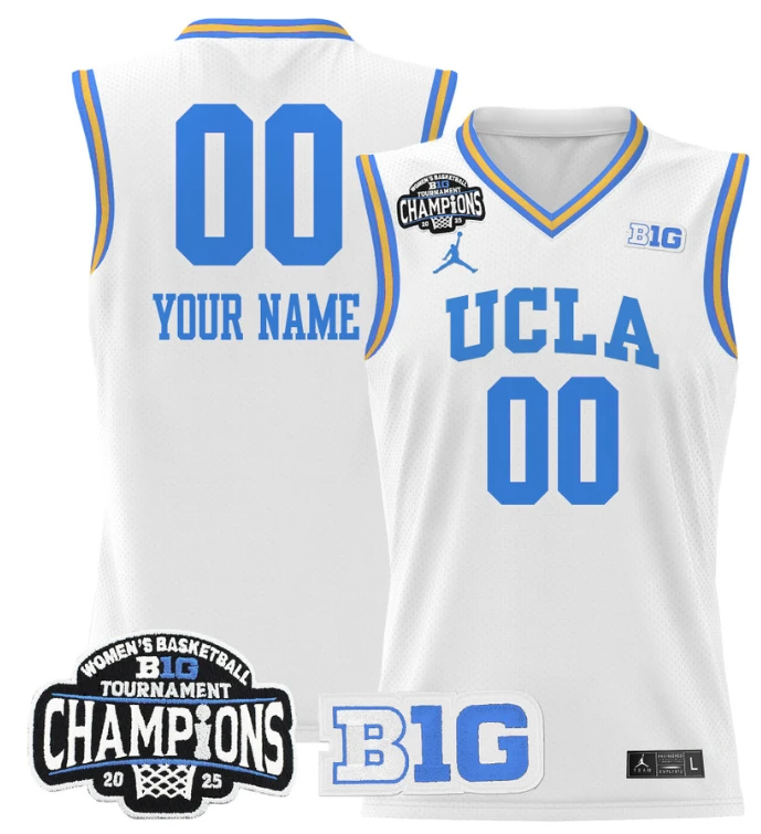 Women's Custom UCLA Bruins Jersey 2025 Big Ten Champions Basketball White by My store basketball