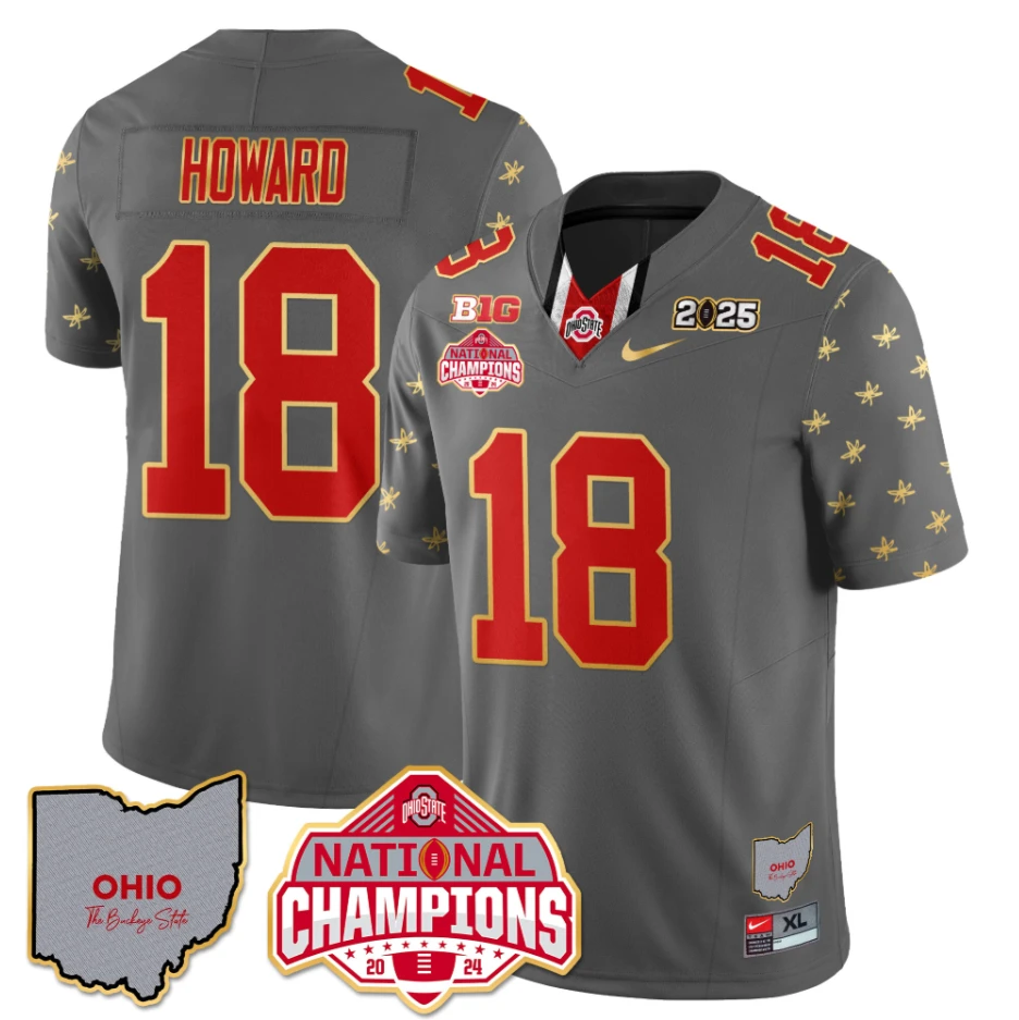 Will Howard Jersey #18 Ohio State National Champions 2025 Patch Gray by My Store