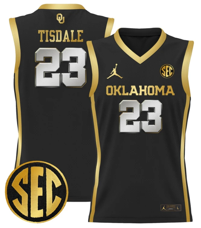 Wayman Tisdale Jersey #23 Oklahoma Sooners 2024 Lightweight Basketball Black Gold by My store basketball