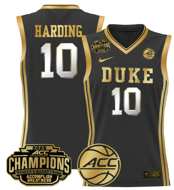 Women's Lindsey Harding Jersey #10 Duke Blue Devils 2025 Champions Black Gold by My store basketball