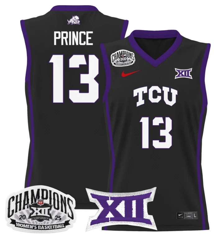Women's Sedona Prince Jersey #13 TCU Horned Frogs 2025 Champions Black by My store basketball