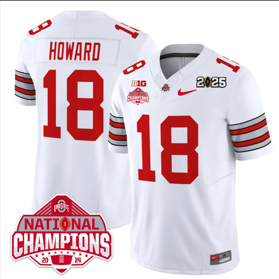 Will Howard Jersey #18 Ohio State 2025 CFP Patch National Champions by My Store NCAA Football Jerseys