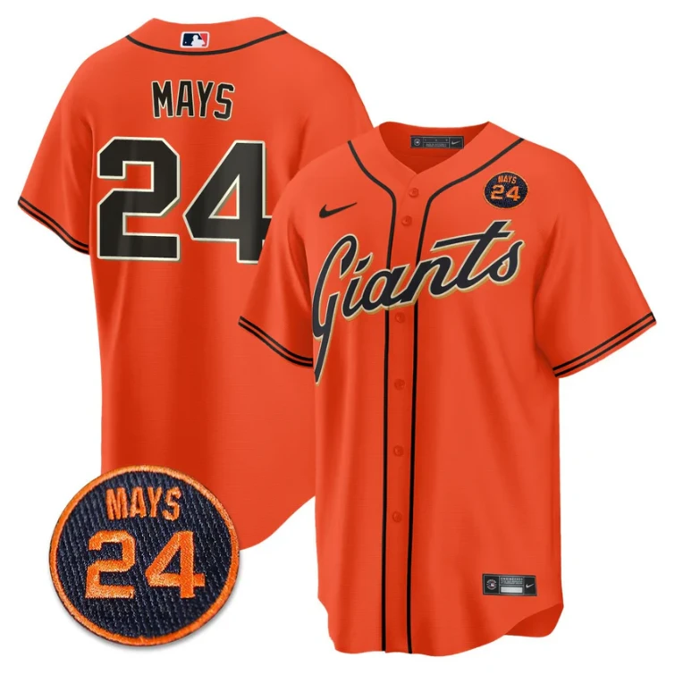 Willie Mays Jersey #24 San Francisco Giants #24 Mays Patch 2024 Vapor Premier Limited Orange by My Store