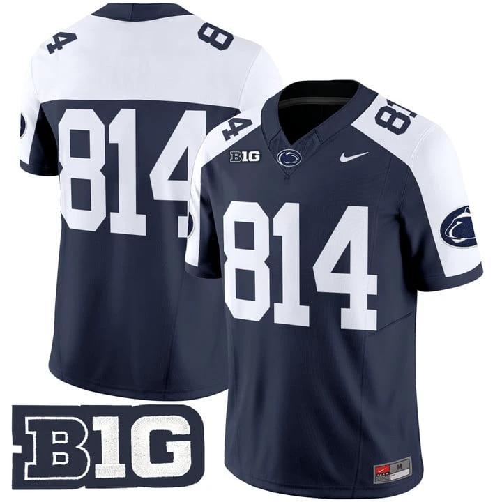 WHITEOUT Jersey #814 No Name Penn State Nittany Lions 2025 Stitched by My Store NCAA Football Jerseys