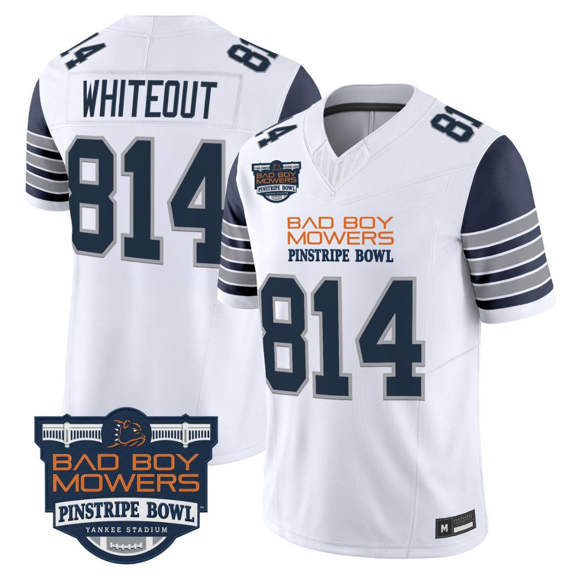 WHITEOUT Jersey #814 Penn State 2025 Pinstripe Bowl Limited V2 Stitched White by NCAA Football Jersey
