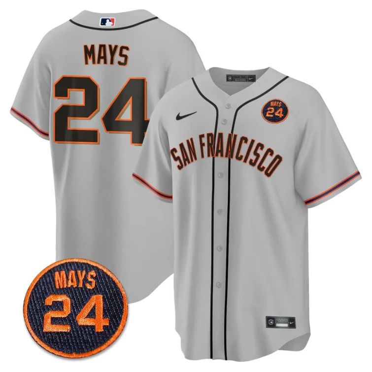 Willie Mays Jersey #24 San Francisco Giants #24 Mays Patch 2024 Vapor Premier Limited Gray by My Store