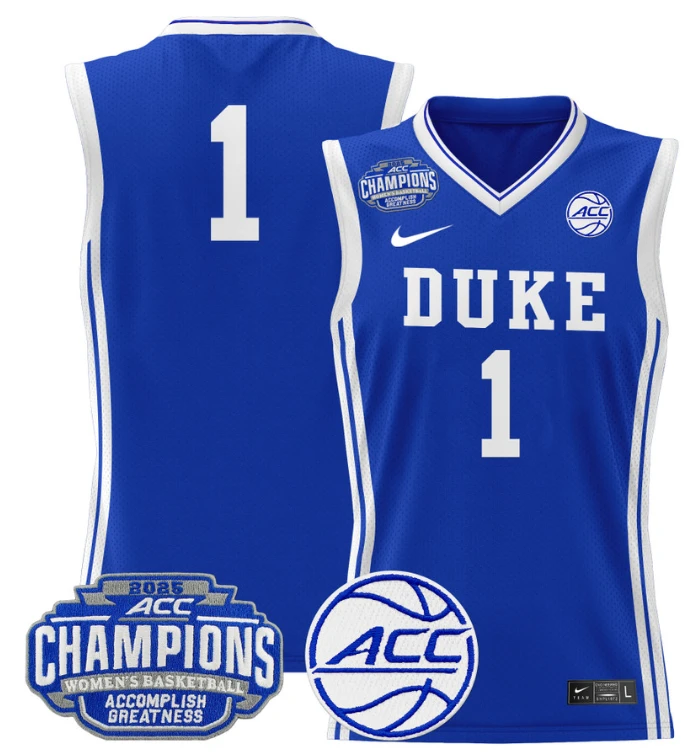 Women's Team Jersey Duke Blue Devils 2025 ACC Champions Lightweight Royal by My store basketball