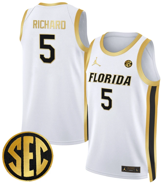 Will Richard Jersey #5 Florida Gators Swingman Basketball Stitched White Gold by My store basketball