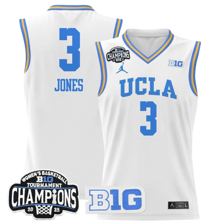 Women's Londynn Jones Jersey #3 UCLA Bruins 2025 Champions Basketball White by My store basketball